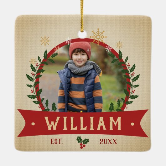 Kerstboom Boerderij dennenbomen boerderij stijl Keramisch Ornament (Achterkant)