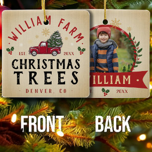 Kerstboom Boerderij dennenbomen boerderij stijl Keramisch Ornament