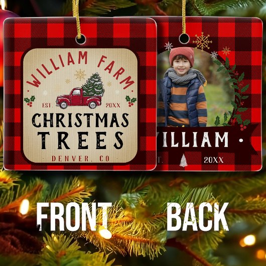 Kerstboom Boerderij dennenbomen boerderij stijl Keramisch Ornament