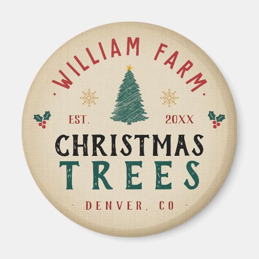 Kerstboom Boerderij dennenbomen boerderij stijl Magneet (Voorkant)