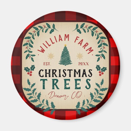 Kerstboom Boerderij dennenbomen boerderij stijl Magneet (Voorkant)