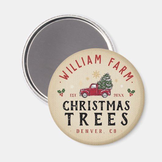 Kerstboom Boerderij dennenbomen boerderij stijl Magneet (Voorkant / Achterkant)