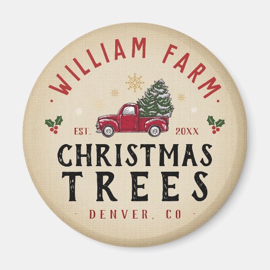Kerstboom Boerderij dennenbomen boerderij stijl Magneet (Voorkant)