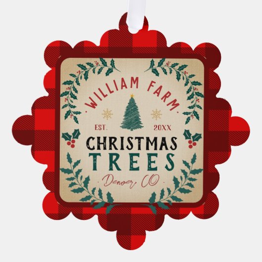 Kerstboom Boerderij dennenbomen boerderij stijl Ornament Kaart (Voorkant)