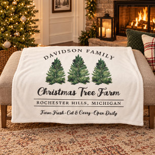 Kerstboom Boerderij Familie Naam Op Maat Fleece Deken