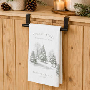 Kerstboom boerderij grenen monogram theedoek
