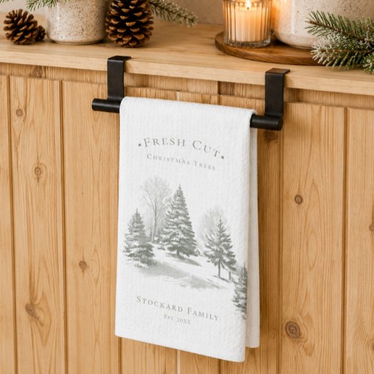 Kerstboom boerderij grenen monogram theedoek
