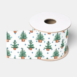 Kerstboom Boerderij Kerstpatroon in Pot Grosgrain Lint