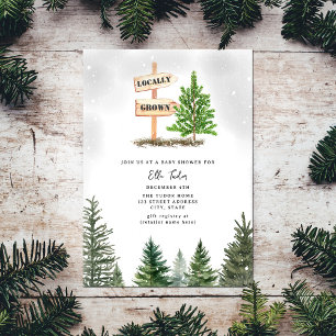 Kerstboom Boerderij lokaal geteeld Baby shower Kaart