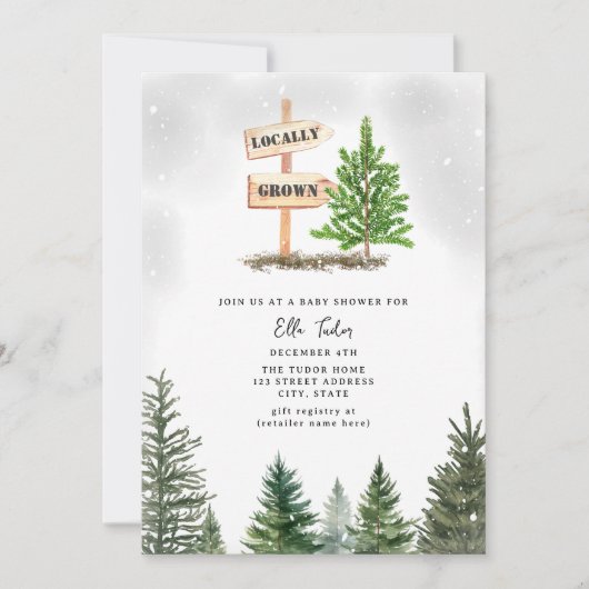 Kerstboom Boerderij lokaal geteeld Baby shower Kaart (Voorkant)