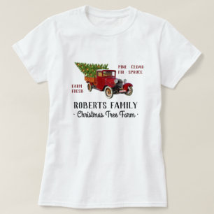 Kerstboom Boerderij  Red Truck Rustige naam T-shirt