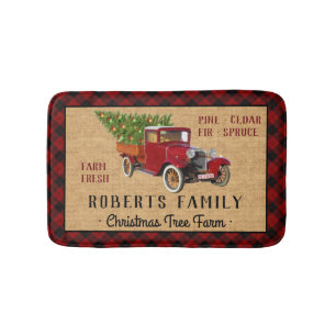 Kerstboom Boerderij  Truck Red Pset Rustige Badmat