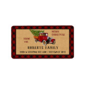 Kerstboom Boerderij  Truck Red Pset Rustige Etiket (Voorkant)