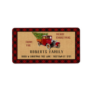 Kerstboom Boerderij  Truck Red Pset Rustige Etiket