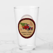 Kerstboom Boerderij Truck Red Pset Rustige Glas (Voorkant)