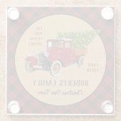 Kerstboom Boerderij  Truck Red Pset Rustige Glazen Onderzetter (Achterkant)