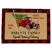 Kerstboom Boerderij  Truck Red Pset Rustige Groot Cadeauzakje (Achterkant)