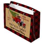 Kerstboom Boerderij  Truck Red Pset Rustige Groot Cadeauzakje (Achterkant Gekanteld)