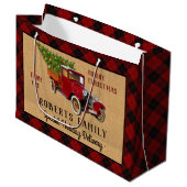 Kerstboom Boerderij  Truck Red Pset Rustige Groot Cadeauzakje (Voorkant Gekanteld)