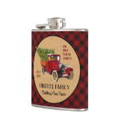 Kerstboom Boerderij Truck Red Pset Rustige Heupfles (Links)