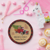 Kerstboom Boerderij  Truck Red Pset Rustige Papieren Bordje (Feest)
