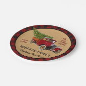 Kerstboom Boerderij  Truck Red Pset Rustige Papieren Bordje (Gekanteld)