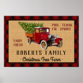 Kerstboom Boerderij  Truck Red Pset Rustige Poster (Voorkant)