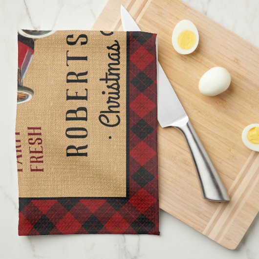 Kerstboom Boerderij Truck Red Pset Rustige Theedoek (Quarter Fold)