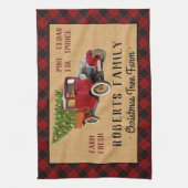 Kerstboom Boerderij  Truck Red Pset Rustige Theedoek (Verticaal)