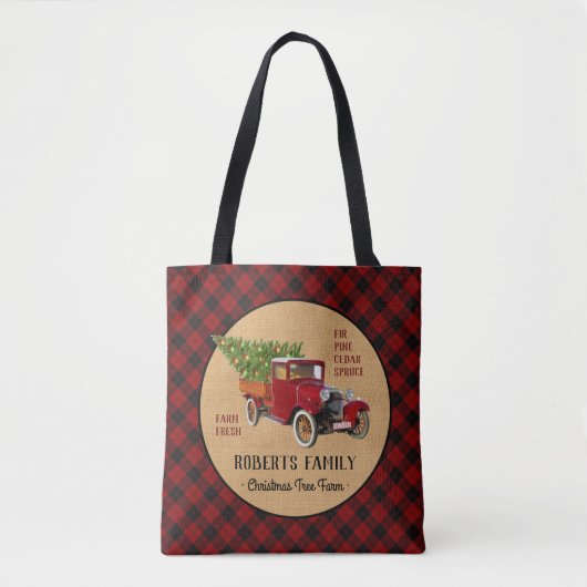 Kerstboom Boerderij  Truck Red Pset Rustige Tote Bag (Voorkant)