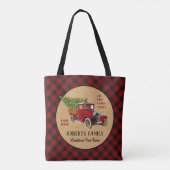 Kerstboom Boerderij  Truck Red Pset Rustige Tote Bag (Achterkant)