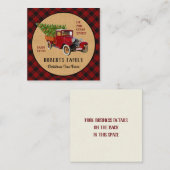 Kerstboom Boerderij Truck Red Pset Rustige Vierkante Visitekaartje (Voorkant / Achterkant)