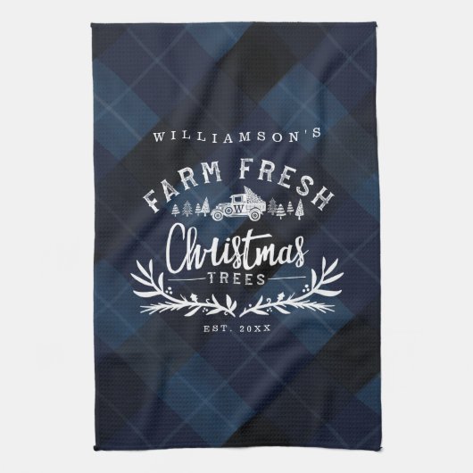 Kerstboom Boerderij vrachtwagen marinescheepvaart Theedoek (Verticaal)
