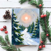 Kerstboom Boerderij Waterverf Feestdagenkaart