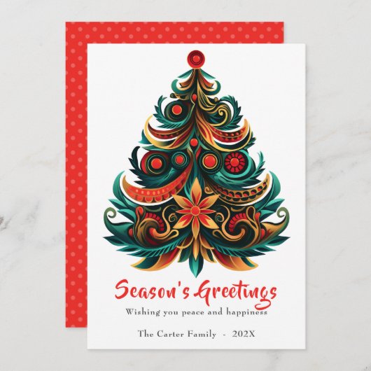 Kerstboom Boheemse vakantie flat Kaart (Voorkant / Achterkant)