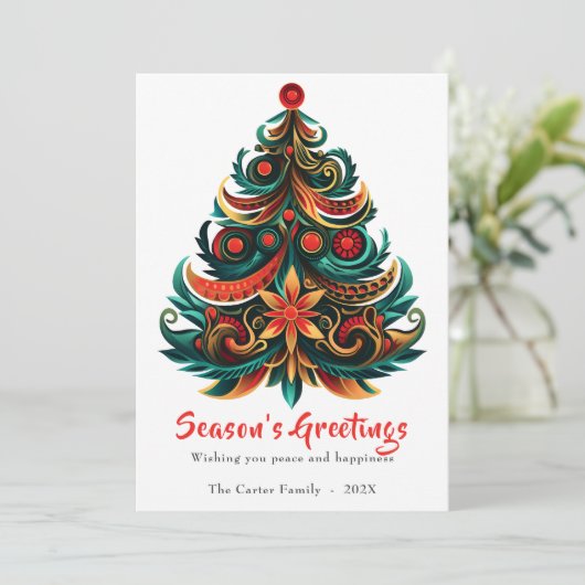 Kerstboom Boheemse vakantie flat Kaart (Staand voorkant)