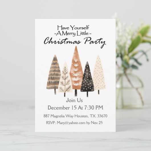 Kerstboom Boho Party Kaart (Staand voorkant)