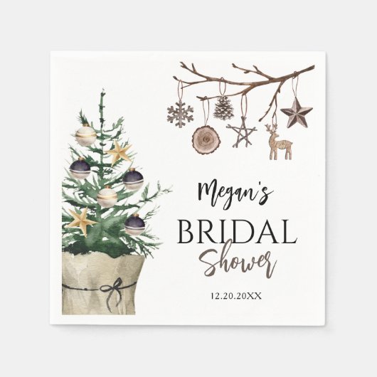 Kerstboom | Boho Winter Vrijgezellenfeest papier Servet (Voorkant)