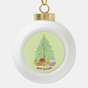 Kerstboom Bord Groen Keramische Bal Ornament