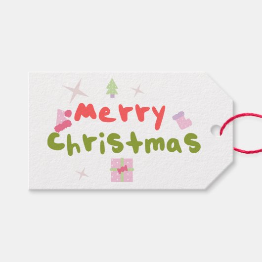 Kerstboom borrelende letters groovy    cadeaulabel (Voorkant (Horizontaal))