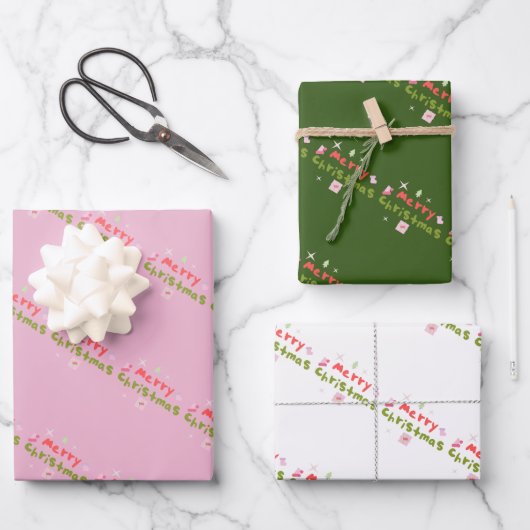 Kerstboom borrelende letters groovy inpakpapier vel (Voorkant)