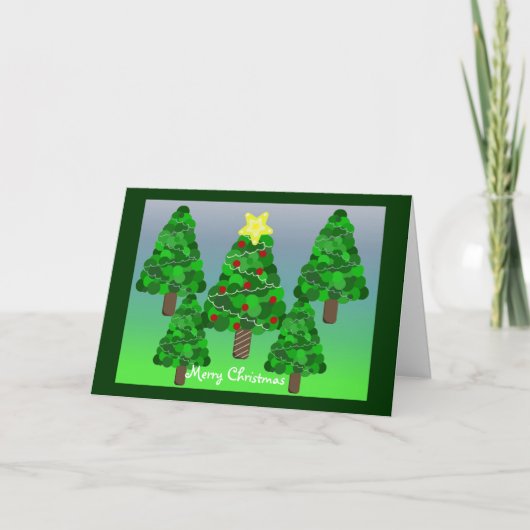 Kerstboom Bos Feestdagen Kaart (Voorkant)