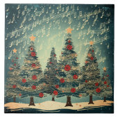 Kerstboom Bos Viering Tegeltje (Voorkant)