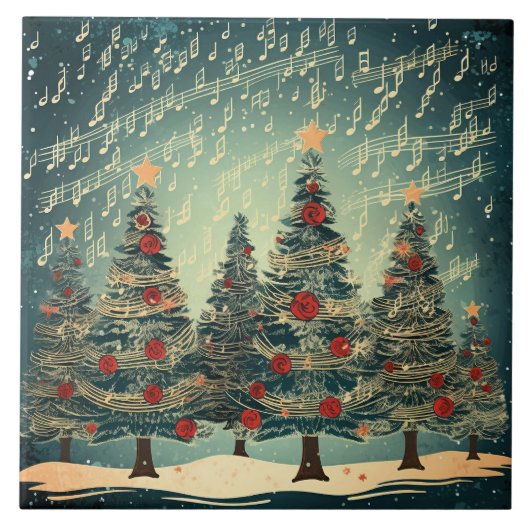 Kerstboom Bos Viering Tegeltje (Voorkant)