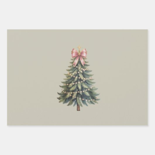 Kerstboom Bow Coquette Xmas Inpakpapier Vel (Voorkant)