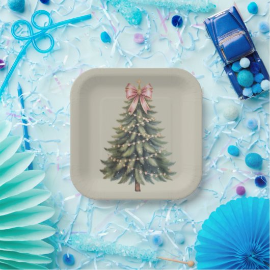 Kerstboom Bow Coquette Xmas Papieren Bordje (Feest)