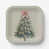 Kerstboom Bow Coquette Xmas Papieren Bordje (Voorkant)