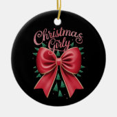 Kerstboom Bow Girly Esthetische Vakantie Kerstmis Keramisch Ornament (Voorkant)