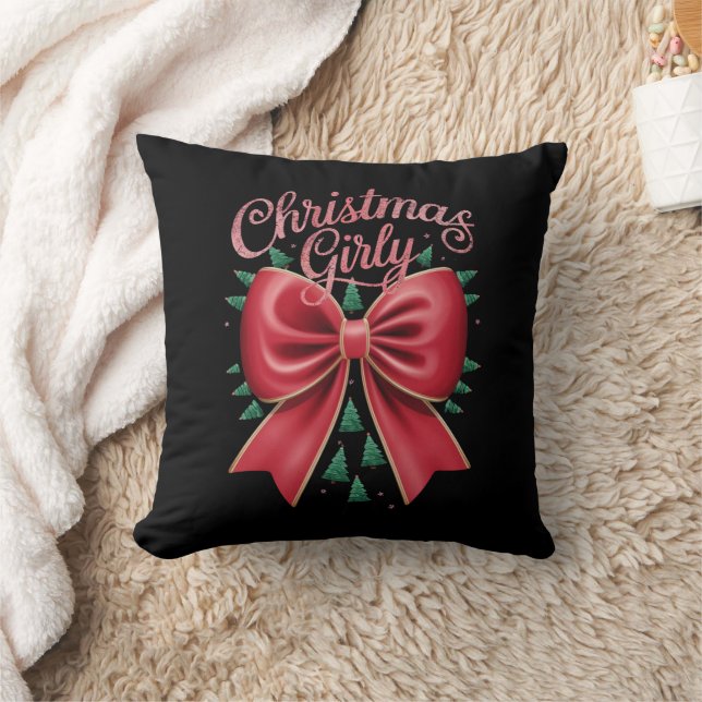 Kerstboom Bow Girly Esthetische Vakantie Kerstmis Kussen (Deken)