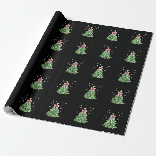 Kerstboom Bow kerstvakantie Cadeaupapier (Uitgerold)
